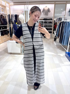 「GLOBAL WORK（グローバルワーク）のノンストレスリッチワイドパンツ/632962（その他パンツ、ブラック系）」を使った、たかなさん（レディース・162cm）の夏コーディネート