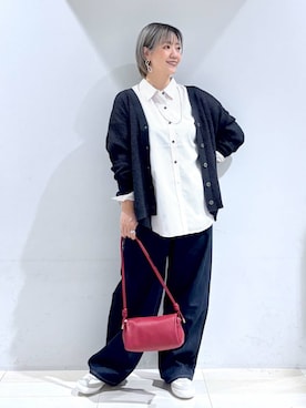 「GLOBAL WORK（グローバルワーク）のGOODデニムバギーパンツ/498388（デニムパンツ）」を使った、たかなさん（レディース・162cm）の秋コーディネート