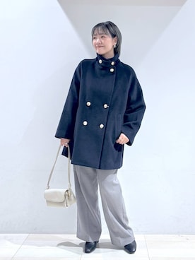 「アイテム（チェスターコート、ブルー系）」を使った、たかなさん（レディース・162cm）の秋コーディネート