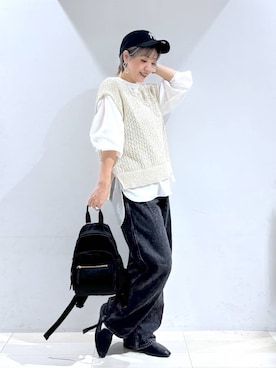 「アイテム（バックパック/リュック）」を使った、たかなさん（レディース・162cm）の秋コーディネート