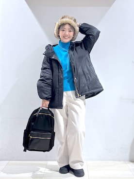 「アイテム（バックパック/リュック）」を使った、たかなさん（レディース・162cm）の冬コーディネート