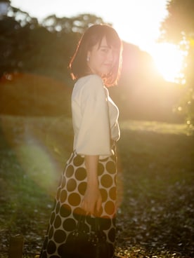 「Aラインスカート」｜「アイテム（ハンドバッグ）」を使った、mizukiさん（レディース・163cm）の夏コーディネート