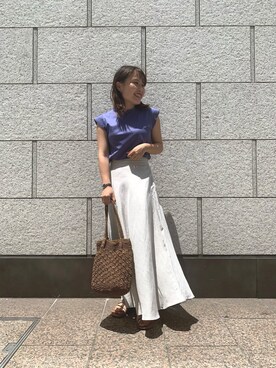 「RODE SKO（ロデスコ）のMARIA タッセルペーパーショルダー（ショルダーバッグ）」を使った、maho.さん（レディース・156cm）の夏コーディネート