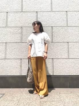 「RODE SKO（ロデスコ）のMARIA タッセルペーパーショルダー（ショルダーバッグ）」を使った、maho.さん（レディース・156cm）の夏コーディネート