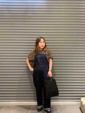 「アイテム（サロペット/オーバーオール、ブルー系）」を使った、maho.さん（レディース・156cm）の夏コーディネート