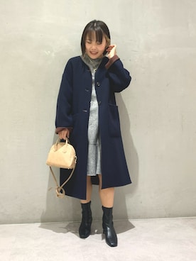 「アーバンリサーチ」｜「アイテム（ノーカラージャケット）」を使った、maho.さん（レディース・156cm）の冬コーディネート