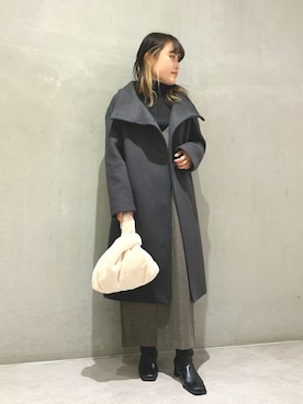 「メルトン」｜「アイテム（その他アウター）」を使った、maho.さん（レディース・156cm）の秋コーディネート