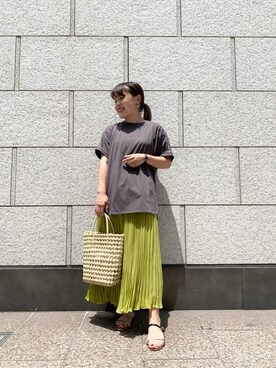 「カコバッグ」｜「アイテム（スカート）」を使った、maho.さん（レディース・156cm）の夏コーディネート