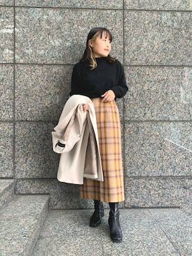 「URBAN RESEARCH（アーバンリサーチ）のアイテム（チェスターコート）」を使った、maho.さん（レディース・156cm）の秋コーディネート