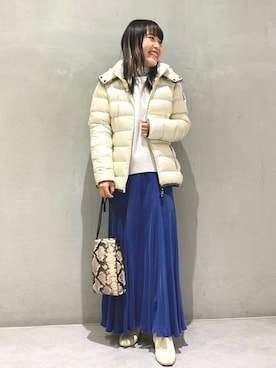 「キュプラ」｜「アイテム（ダウンジャケット/コート）」を使った、maho.さん（レディース・156cm）の冬コーディネート