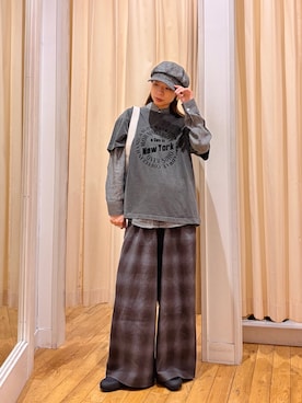 「URBAN RESEARCH DOORS（アーバンリサーチドアーズ）の『別注』GOOD ROCK SPEED×DOORS　ロゴサークルTシャツ（Tシャツ/カットソー、ブラック系）」を使った、おおしまゆなさん（レディース・162cm）の夏コーディネート