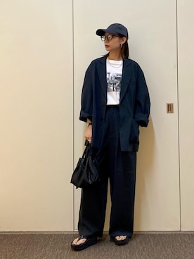「秋のコーデ」｜「アイテム（その他アウター）」を使った、おおしまゆなさん（レディース・162cm）の夏コーディネート