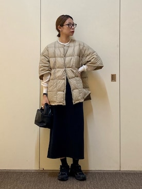 「アイテム（ダウンジャケット/コート）」を使った、おおしまゆなさん（レディース・162cm）の秋コーディネート