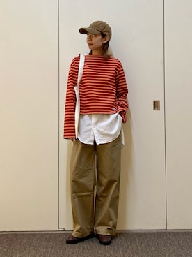 「FORK&SPOON（フォークアンドスプーン）のFORK&SPOON　バンドカラーダブルクロスシャツ（シャツ/ブラウス）」を使った、おおしまゆなさん（レディース・162cm）の秋コーディネート