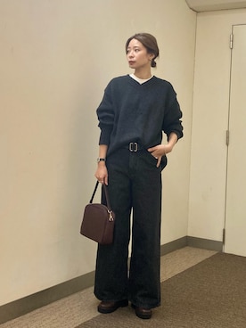 「URBAN RESEARCH（アーバンリサーチ）のアイテム（デニムパンツ）」を使った、おおしまゆなさん（レディース・162cm）の秋コーディネート