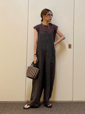 「アイテム（オールインワン・サロペット）」を使った、おおしまゆなさん（レディース・162cm）の夏コーディネート