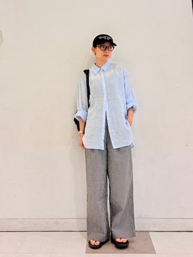 「アイテム（バックパック/リュック）」を使った、おおしまゆなさん（レディース・162cm）の夏コーディネート