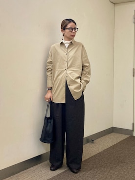 「秋のシャツ着こなし術」｜おおしまゆなさん（レディース・162cm）の秋コーディネート
