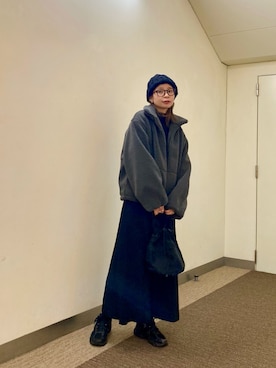 「ワントーンコーデ」｜おおしまゆなさん（レディース・162cm）の冬コーディネート