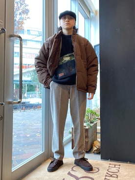 「カシミヤ」｜「アイテム（その他シューズ）」を使った、IRI TAKENAKAさん（メンズ・165cm）の冬コーディネート