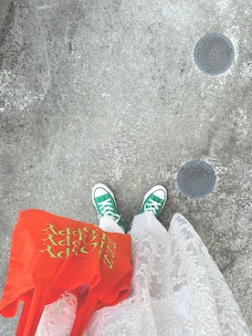 「CONVERSE（コンバース）の＜CONVERSE＞ALL STAR US COLORS ハイカット/スニーカー（スニーカー）」を使った、りりさん（レディース・152cm）の春コーディネート