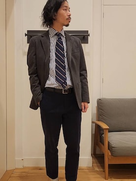 「アイテム（スーツジャケット）」を使った、AKIFUMI MIMURAさん（メンズ・167cm）の冬コーディネート