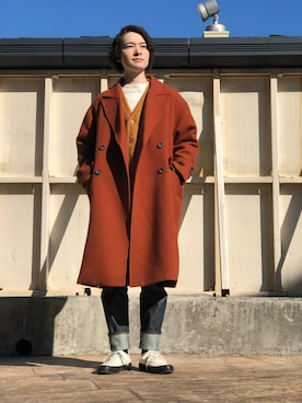「モヘアカーディガン」｜「アイテム（その他アウター）」を使った、Shoさん（メンズ・169cm）の冬コーディネート
