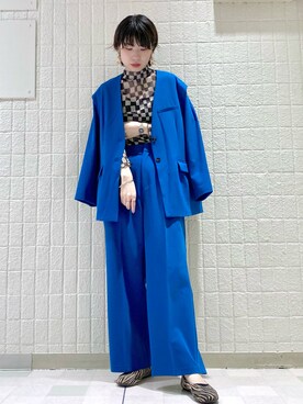 「KBF（ケイビーエフ）のアイテム（ノーカラージャケット）」を使った、えんどぅさん（レディース・168cm）の秋コーディネート