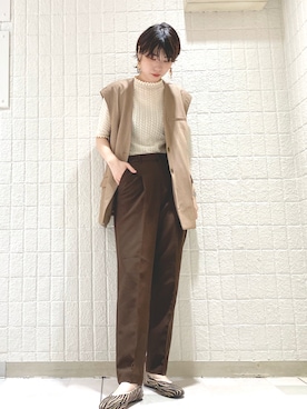 「KBF（ケイビーエフ）のアイテム（ノーカラージャケット）」を使った、えんどぅさん（レディース・168cm）の夏コーディネート