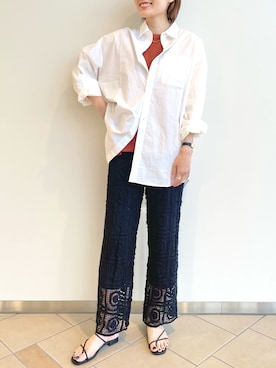 「レースパンツ」｜「アイテム（PC・スマホグッズ/家電）」を使った、タカハシカナエさん（レディース・170cm）の春コーディネート