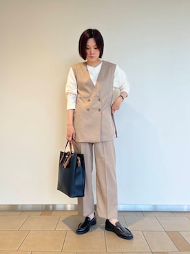 「アイテム（パンツドレス）」を使った、タカハシカナエさん（レディース・170cm）の秋コーディネート
