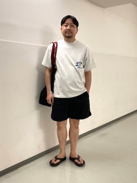 「OOFOS（ウーフォス）のアイテム」を使った、KOICHI TANAKAさん（メンズ・170cm）の夏コーディネート