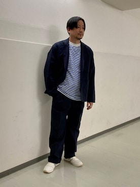 「FORK&SPOON（フォークアンドスプーン）の『セットアップ対応/イージーケア』FORK&SPOON　ideal stretchパンツ（その他パンツ）」を使った、KOICHI TANAKAさん（メンズ・170cm）の夏コーディネート