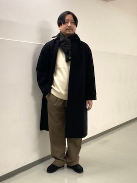 「アイテム（ステンカラーコート）」を使った、KOICHI TANAKAさん（メンズ・170cm）の冬コーディネート