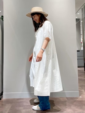 「PUAL CE CIN（ピュアルセシン）のアイテム（帽子）」を使った、さちほさん（レディース・157cm）の夏コーディネート