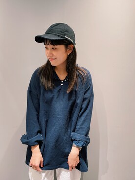 「シアタープロダクツ(THEATRE PRODUCTS)」｜「アイテム（キャップ）」を使った、さちほさん（レディース・157cm）の冬コーディネート