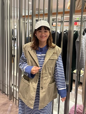 「シアタープロダクツ(THEATRE PRODUCTS)」｜「アイテム（帽子）」を使った、さちほさん（レディース・157cm）の夏コーディネート