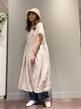 「PUAL CE CIN（ピュアルセシン）のアイテム（帽子）」を使った、さちほさん（レディース・157cm）の春コーディネート