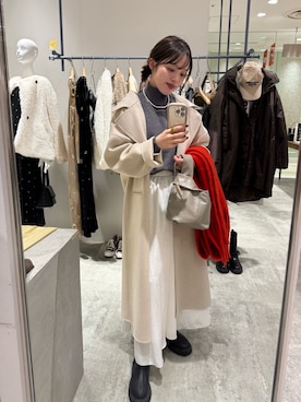 「アイテム（その他アウター、ホワイト系）」を使った、kawai_160cmさん（レディース・160cm）の冬コーディネート