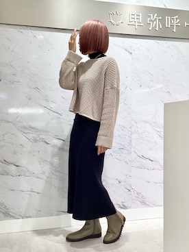 「ニット/セーター」｜「アイテム（シューズ）」を使った、卑弥呼　ディアモール大阪店さん（レディース・162cm）の冬コーディネート