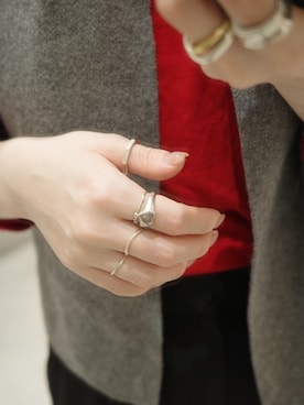 「アイテム（リング、ホワイト系）」を使った、horigamiakaneさん（レディース・156cm）の冬コーディネート