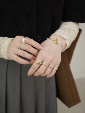 「TEN.（テン）のSILVER925 ファネルリング（リング）」を使った、horigamiakaneさん（レディース・156cm）の春コーディネート