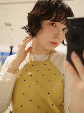 「TEN.（テン）のSILVER925 タイニーハートネックレス（ネックレス、シルバー系）」を使った、horigamiakaneさん（レディース・156cm）の夏コーディネート