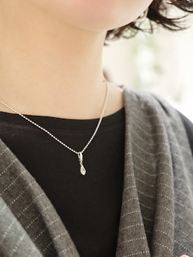 「TEN.（テン）の【新作】SILVER925 ボールチェーンコンビネックレス 40cm（ネックレス、シルバー系）」を使った、horigamiakaneさん（レディース・156cm）の春コーディネート