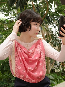 「TEN.（テン）のSILVER925 フィガロチェーンネックレス 38cm（ネックレス、シルバー系）」を使った、horigamiakaneさん（レディース・156cm）の春コーディネート