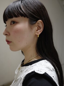 「TEN.（テン）の18KGP カドル ピアス（ピアス（両耳用））」を使った、horigamiakaneさん（レディース・156cm）の春コーディネート
