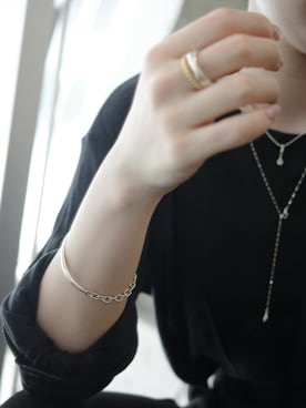 「TEN.（テン）のSILVER925 カフチェーンブレスレット（ブレスレット、シルバー系）」を使った、horigamiakaneさん（レディース・156cm）の夏コーディネート