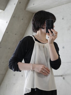 「TEN.（テン）のSILVER925 モノブレスレット SV-M-（ブレスレット、シルバー系）」を使った、horigamiakaneさん（レディース・156cm）の夏コーディネート