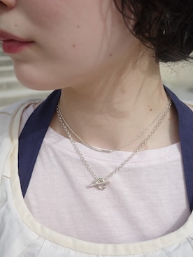 「TEN.（テン）のSILVER925 バブルラリエット（ネックレス、シルバー系）」を使った、horigamiakaneさん（レディース・156cm）の春コーディネート