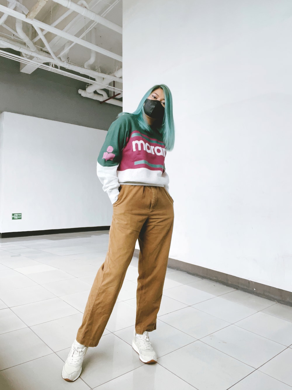「marant、New Balance、Dress Down、green、pink、ISABEL MARANT、girl」｜「ISABEL MARANTのアイテム（トップス、グリーン系）」を使った、closerlook_さん（レディース・153cm）の夏コーディネートの1枚目の写真